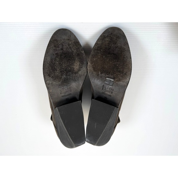Eileen Fisher Ives Tumbled Nubuck Bootie Women 10 EUC Zip Closure Leather Ankle - Picture 6 of 11